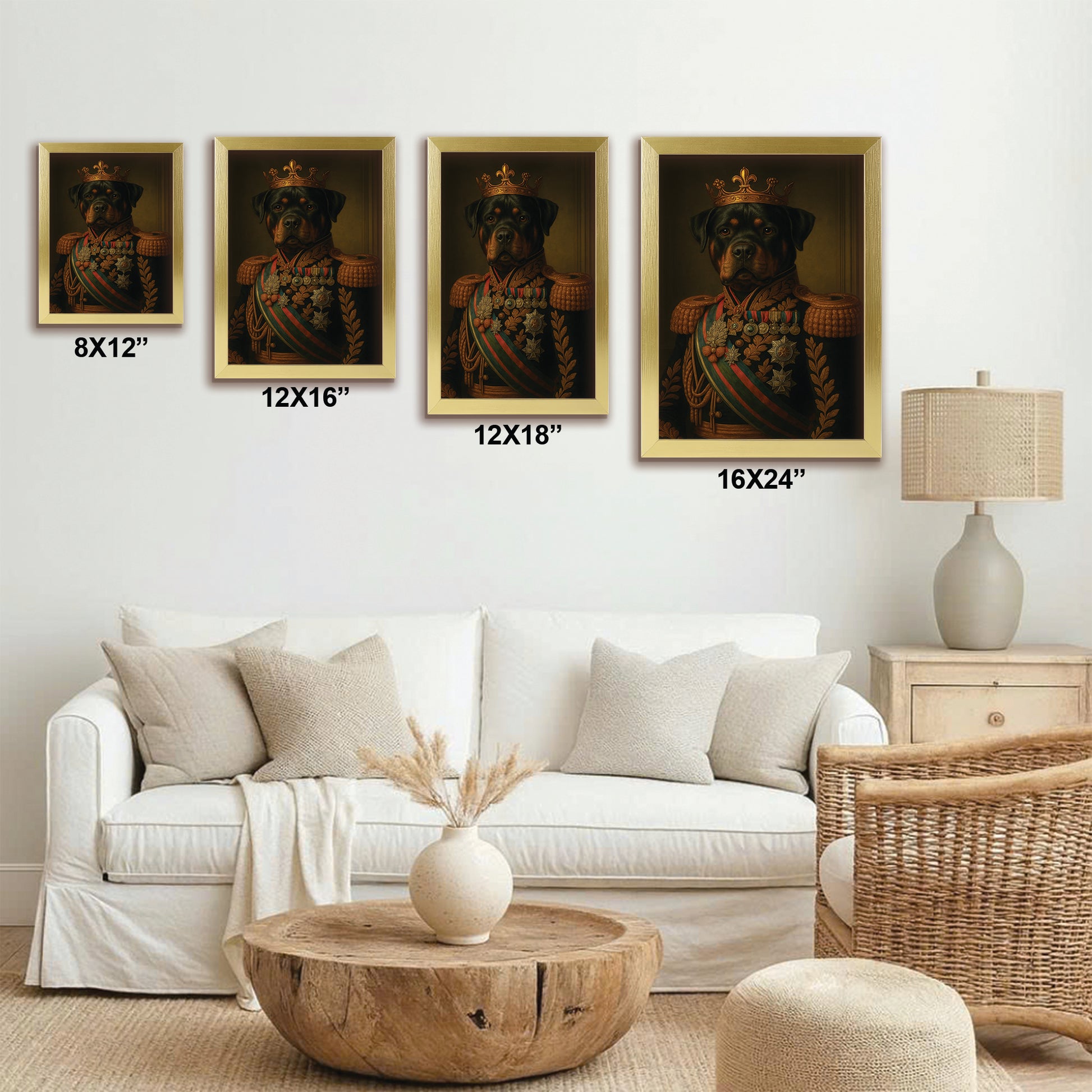 Custom Photo Dog King Crown Royal Canvas Framed Wall Art Framed Wall Art _ Gift For Dog Lovers