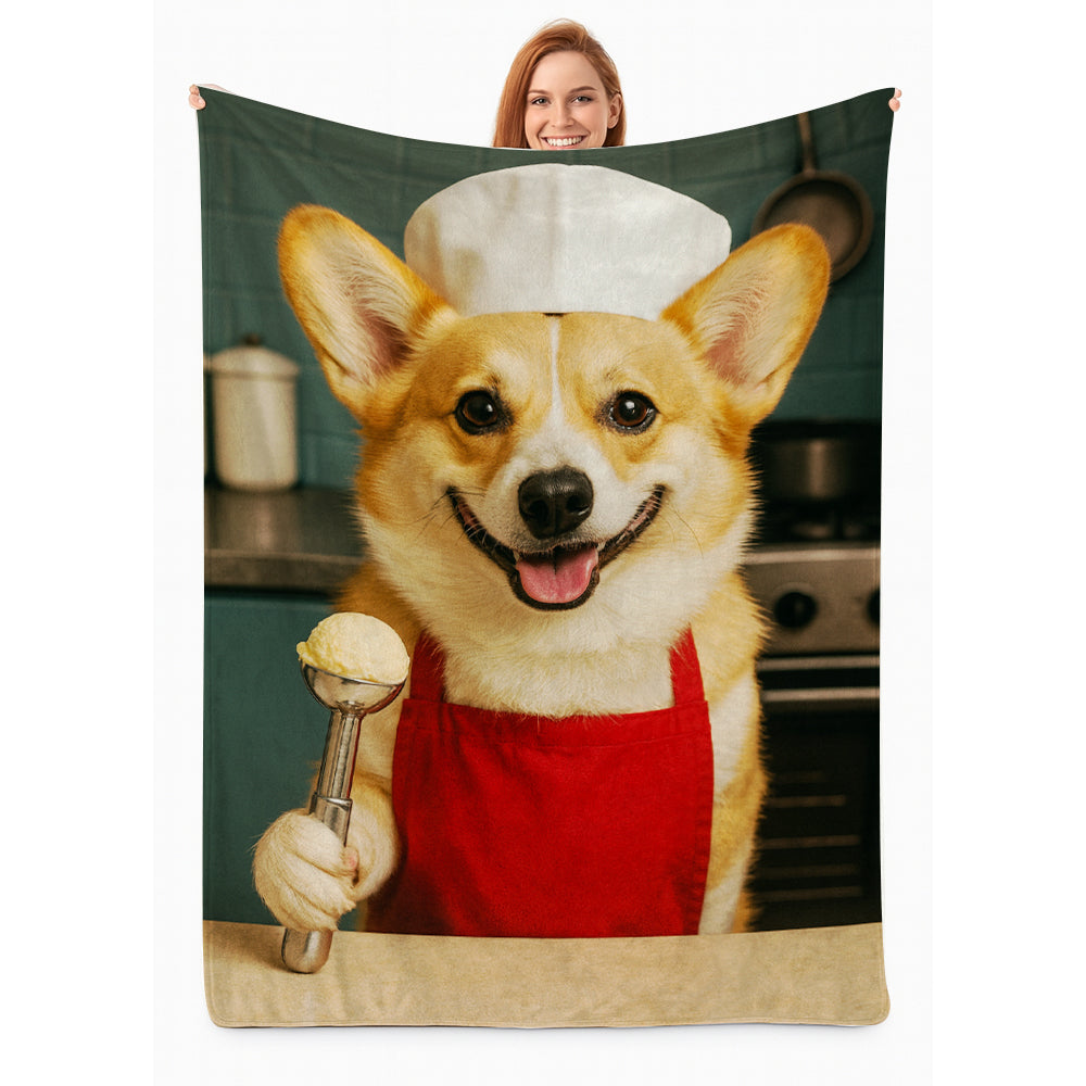 Custom Photo Dog Chef BlanketGift For Dog Lovers
