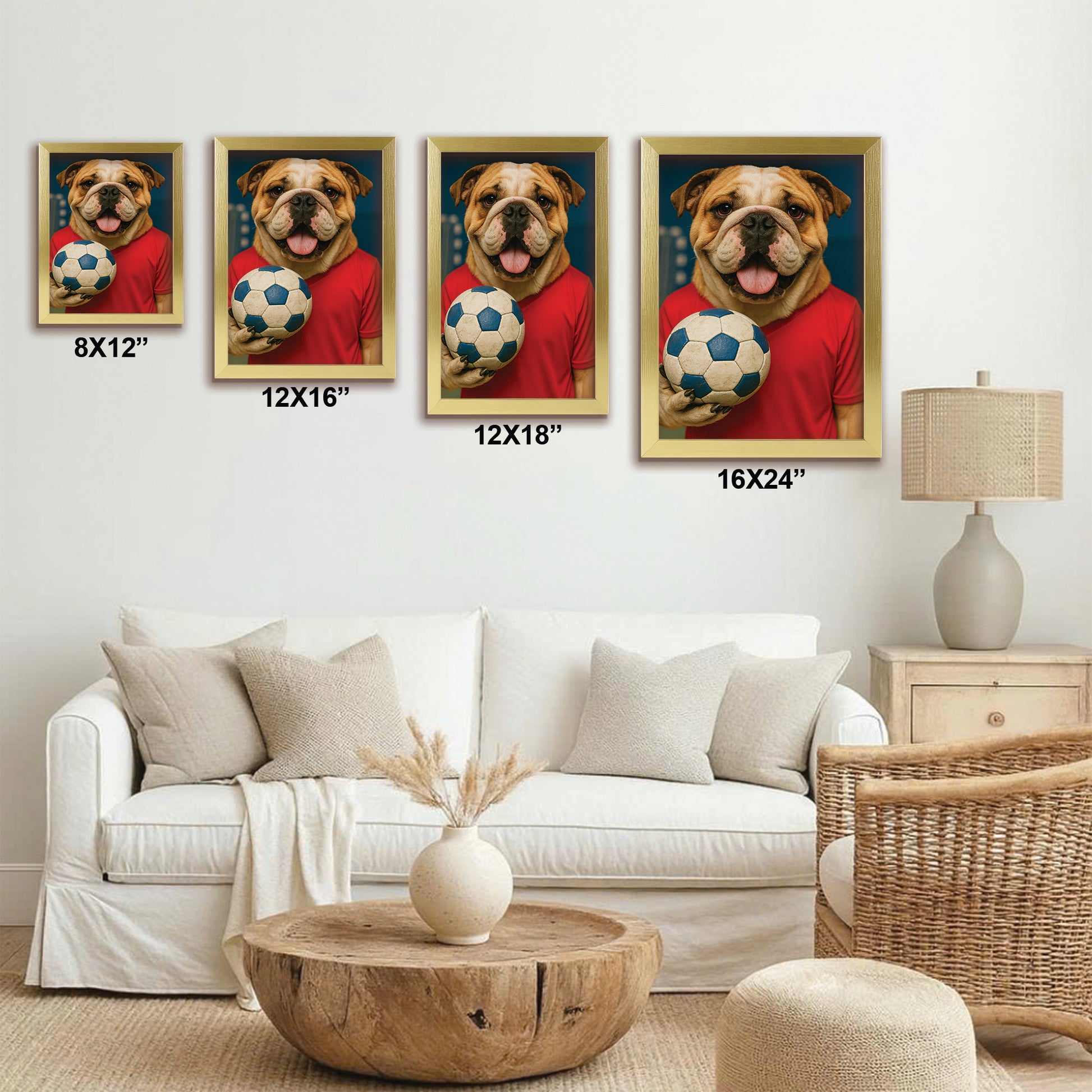 Custom Photo Handball Dog Canvas Framed Wall Art