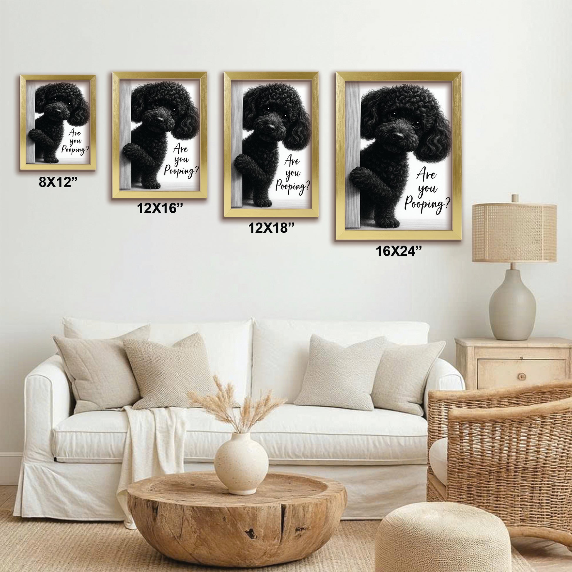 Custom Photo Dog Bathroom Canvas Framed Wall Art Gift For Dog Lover