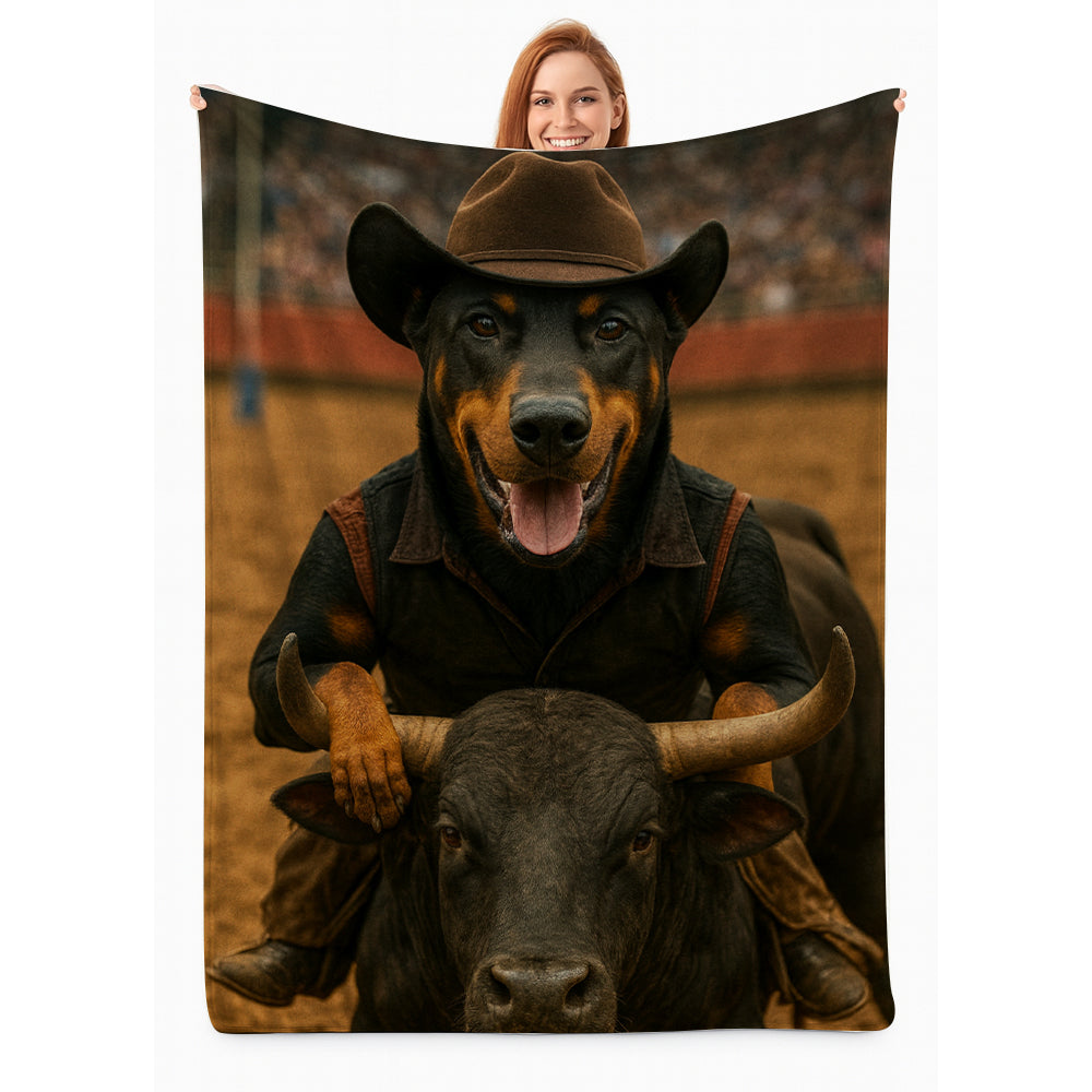 Custom Photo Bull Rider Cowboy Dog BlanketGift For Dog Lovers
