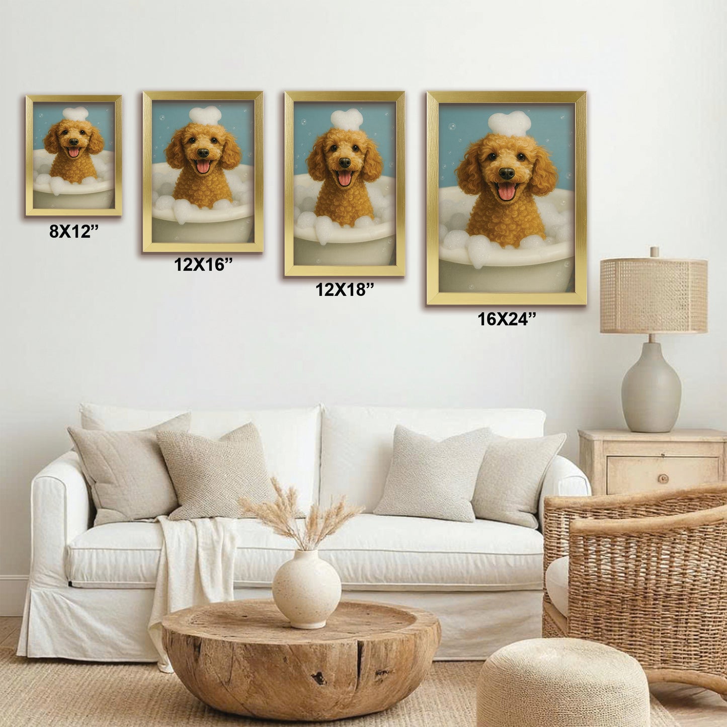 Custom Photo Dog Bathroom Style 29 Canvas Framed Wall Art Gift For Dog Lovers