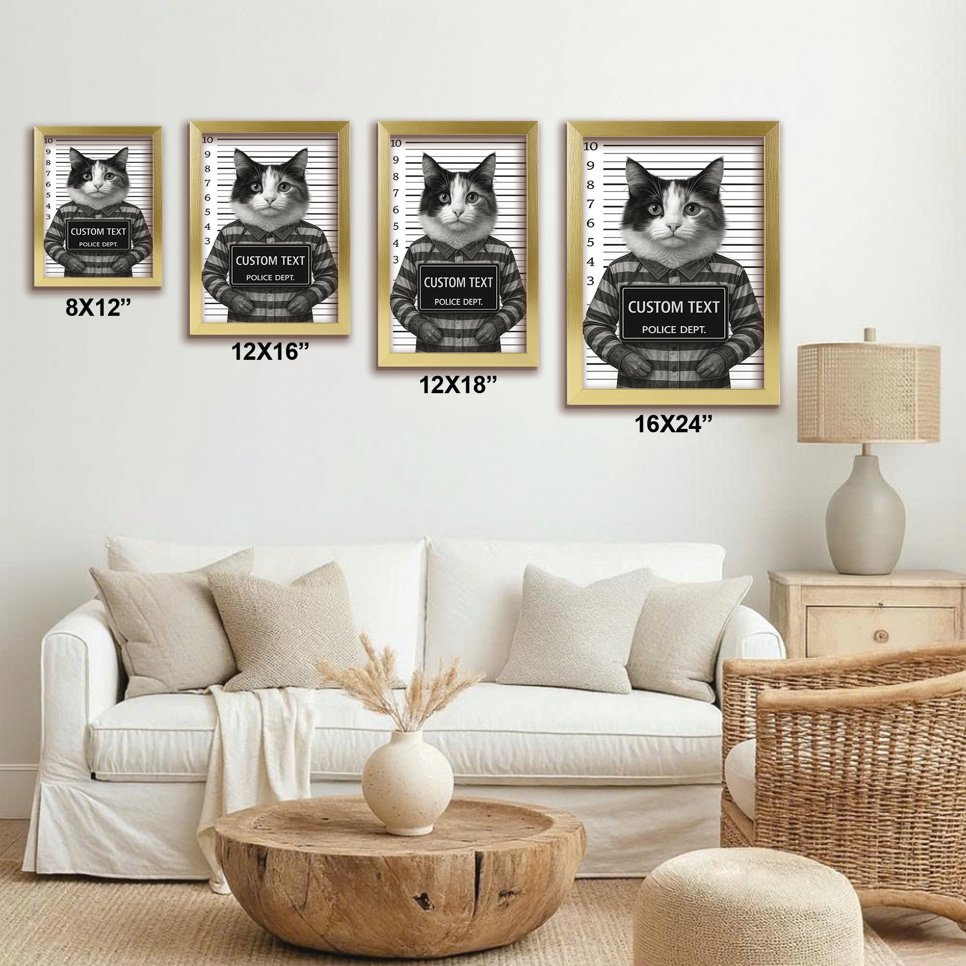 Custom Photo Cat Wanted By Pawlice Canvas Framed Wall Art _ Gifts For Cat Lovers