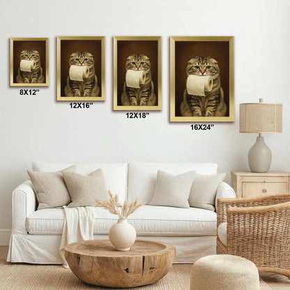 Custom Photo Cat Bathroom Style 18 Canvas Framed Wall Art Gift For Cat Lovers