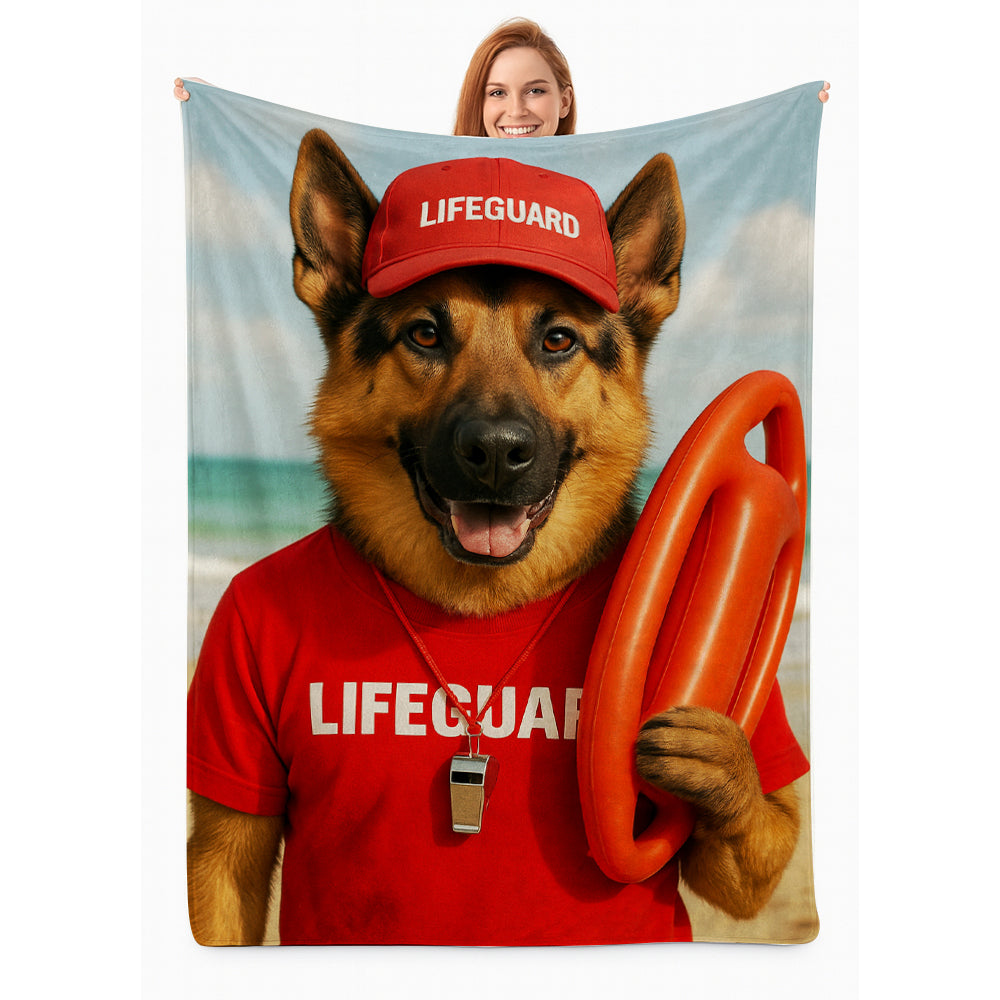 Custom Photo Lifeguard Dog BlanketGift For Dog Lovers