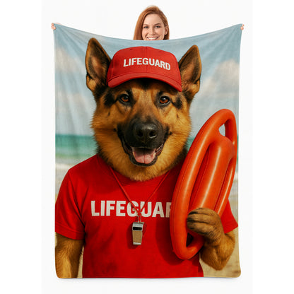 Custom Photo Lifeguard Dog BlanketGift For Dog Lovers