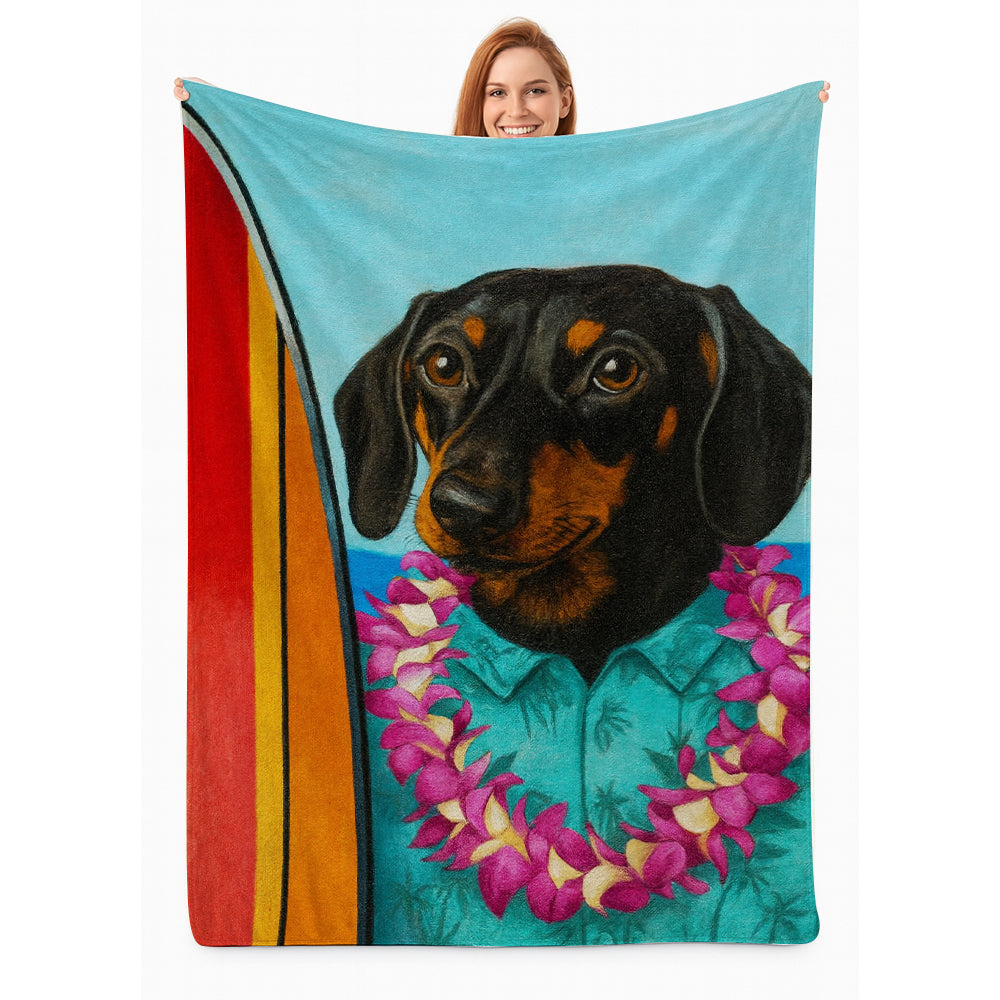 Custom Photo Surfer Dog BlanketGift For Dog Lovers