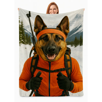 Custom Photo Biathlete Cross Country Skiing Dog BlanketGift For Dog Lovers