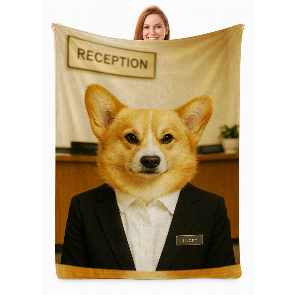 Custom Photo Receptionist Dog BlanketGift For Dog Lovers