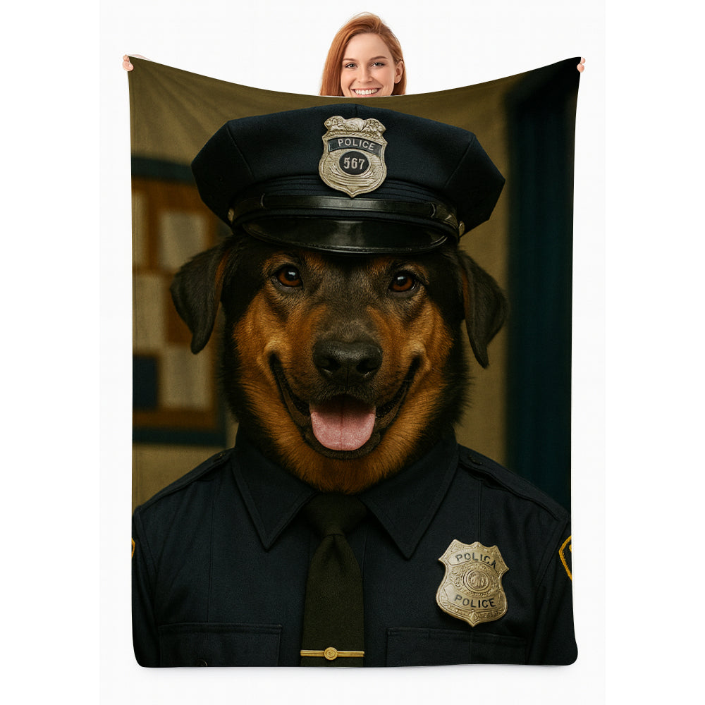 Custom Photo Police Dog BlanketGift For Dog Lovers
