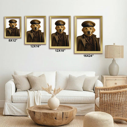 Custom Photo Captain Dog Canvas Framed Wall Art