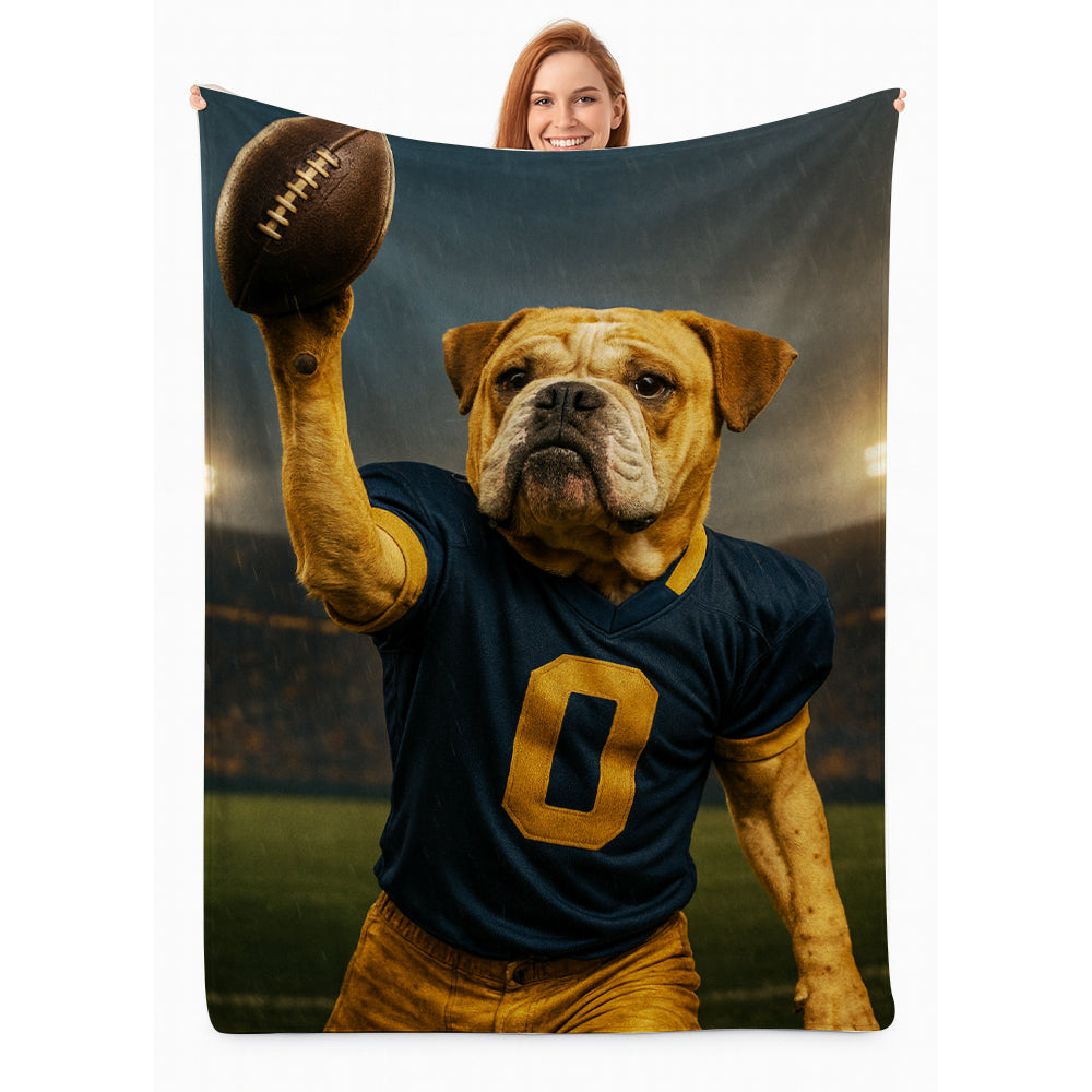 Custom Photo Football Player BlanketGift For Dog Lovers