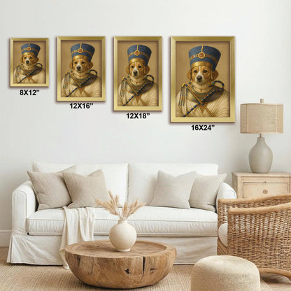 Custom Photo Egyptian Queen Dog Canvas Framed Wall Art Gift For Dog Lover