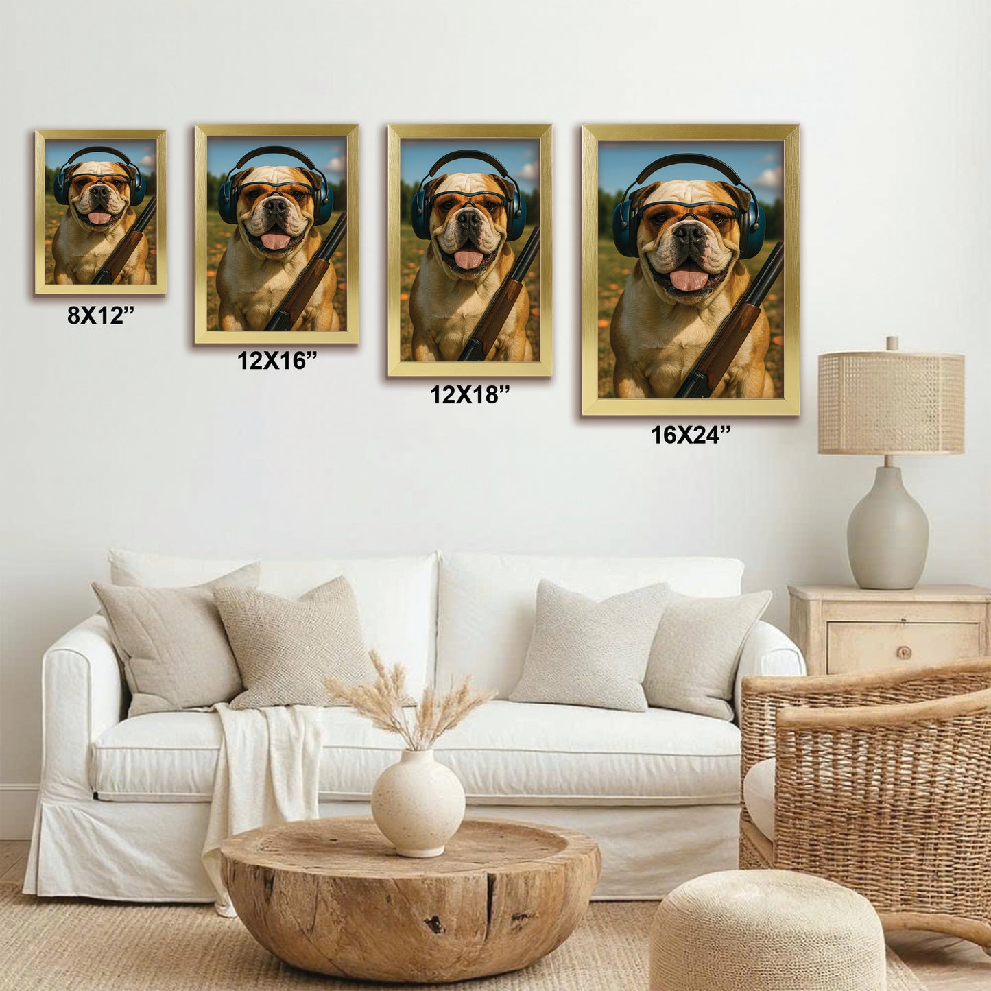 Custom Photo Clay Shooter Dog Canvas Framed Wall Art Gift For Dog Lovers