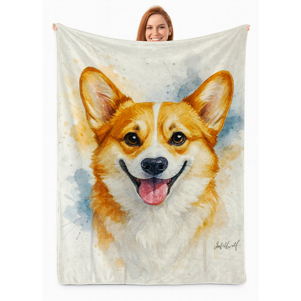 Custom Photo Dog Watercolor Artwork Blanket Gift For Dog Lover