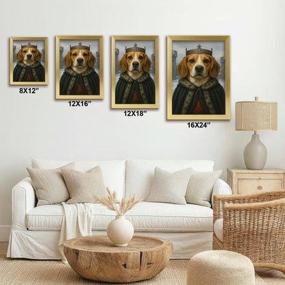 Custom Photo Winter King Royal Dog Canvas Framed Wall Art Gift For Dog Lovers