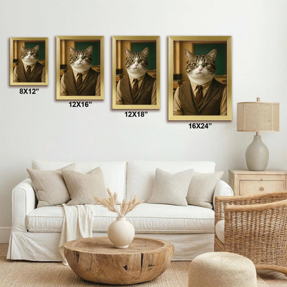 Custom Photo Professor Teacher Cat Canvas Framed Wall Art  Gift For Cat Lovers