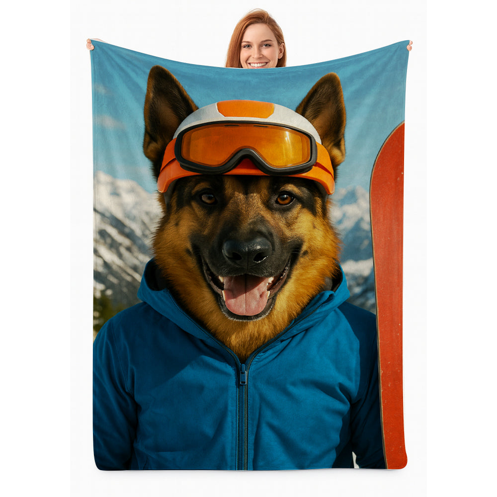 Custom Photo Snowboarder Dog BlanketGift For Dog Lovers