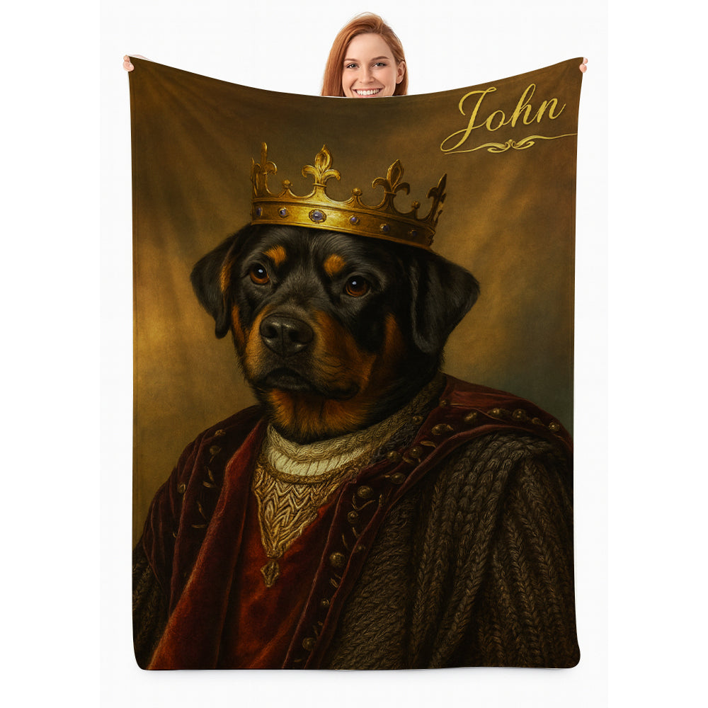 Custom Photo Crown King Dog BlanketGift For Dog Lovers