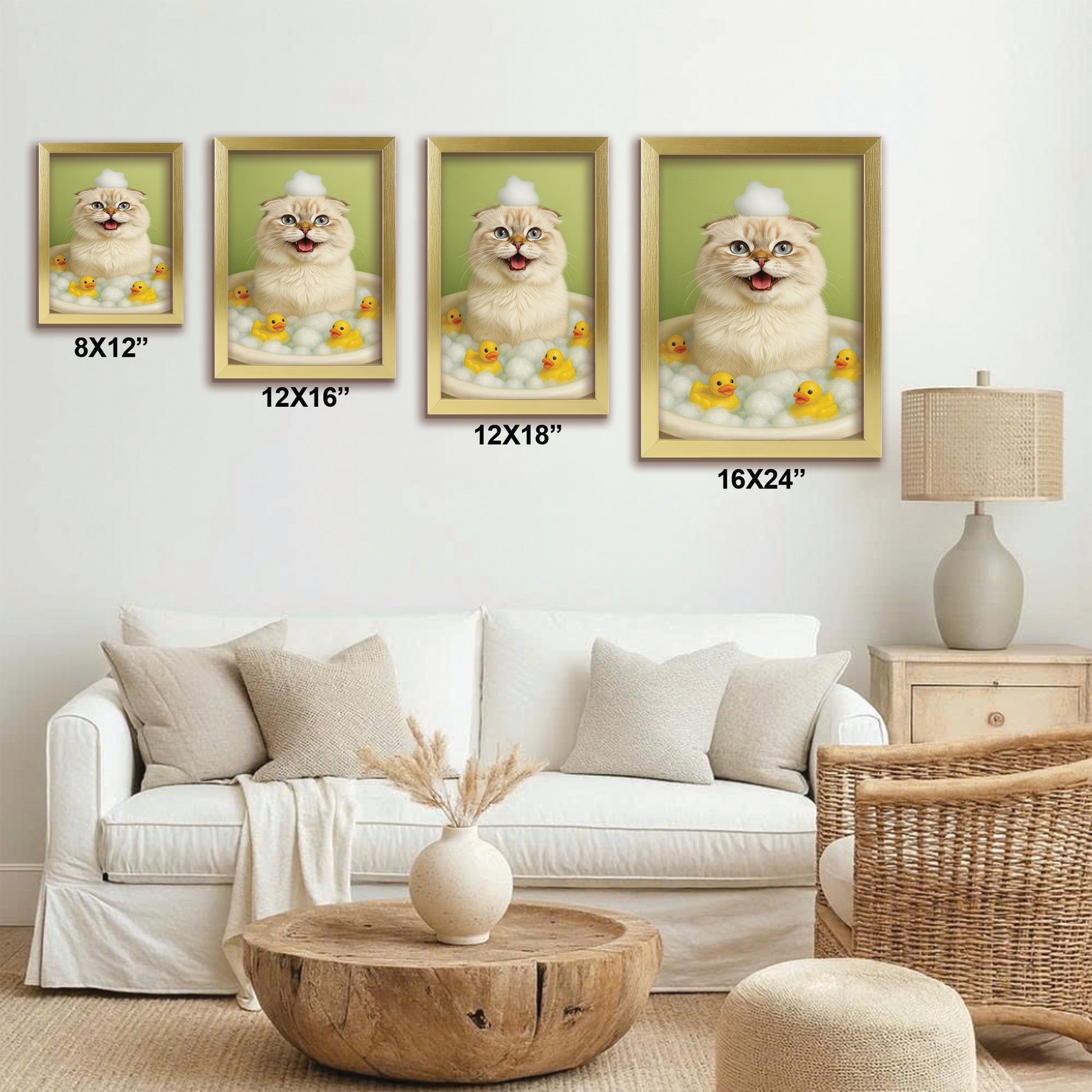 Custom Photo Cat Bathroom Style 25 Canvas Framed Wall Art Gift For Cat Lovers