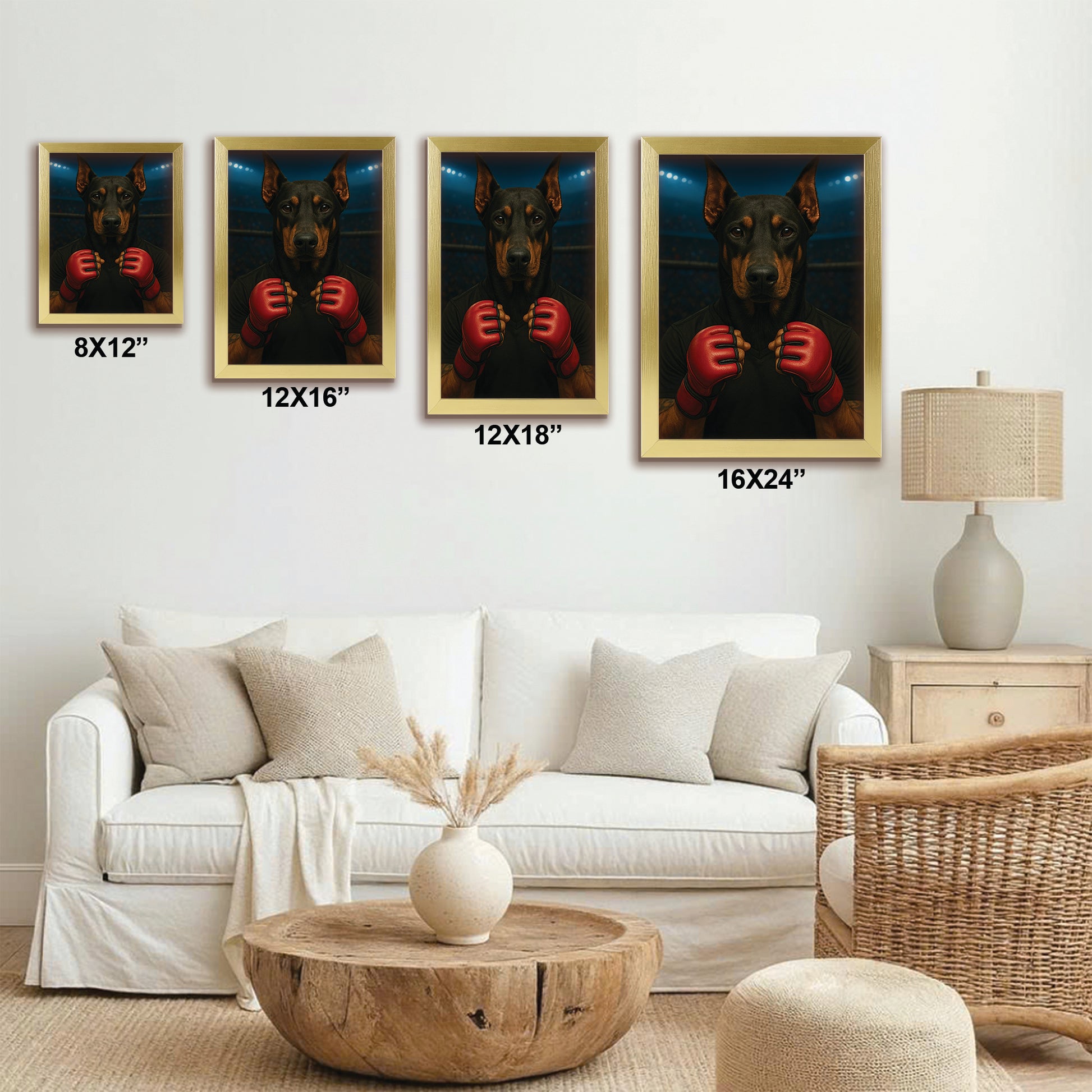 Custom Photo Mma Dog Canvas Framed Wall Art Gift For Dog Lovers