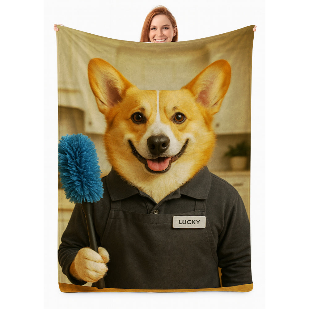 Custom Photo Housekeeper Dog BlanketGift For Dog Lovers