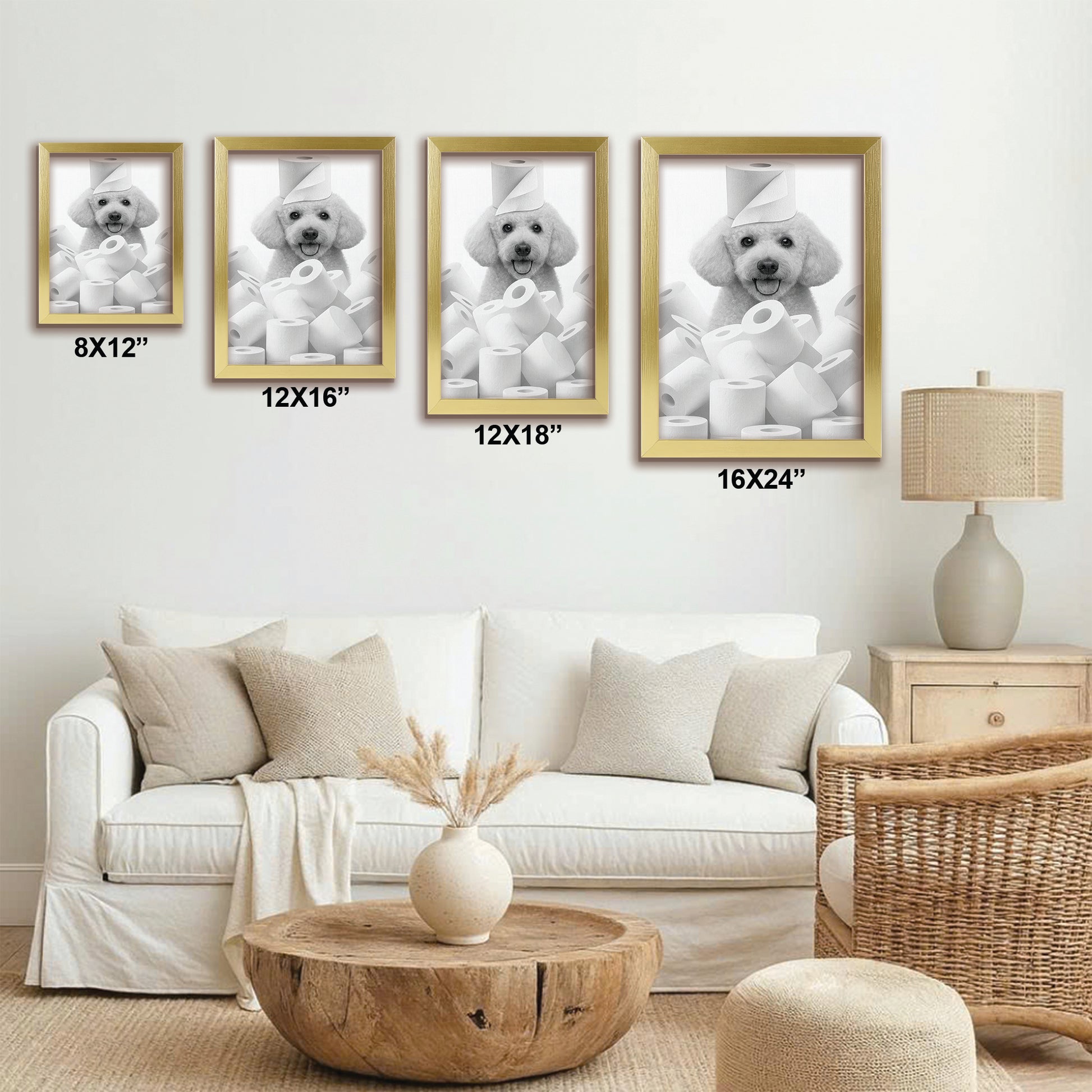Custom Photo Dog Bathroom Canvas Framed Wall Art