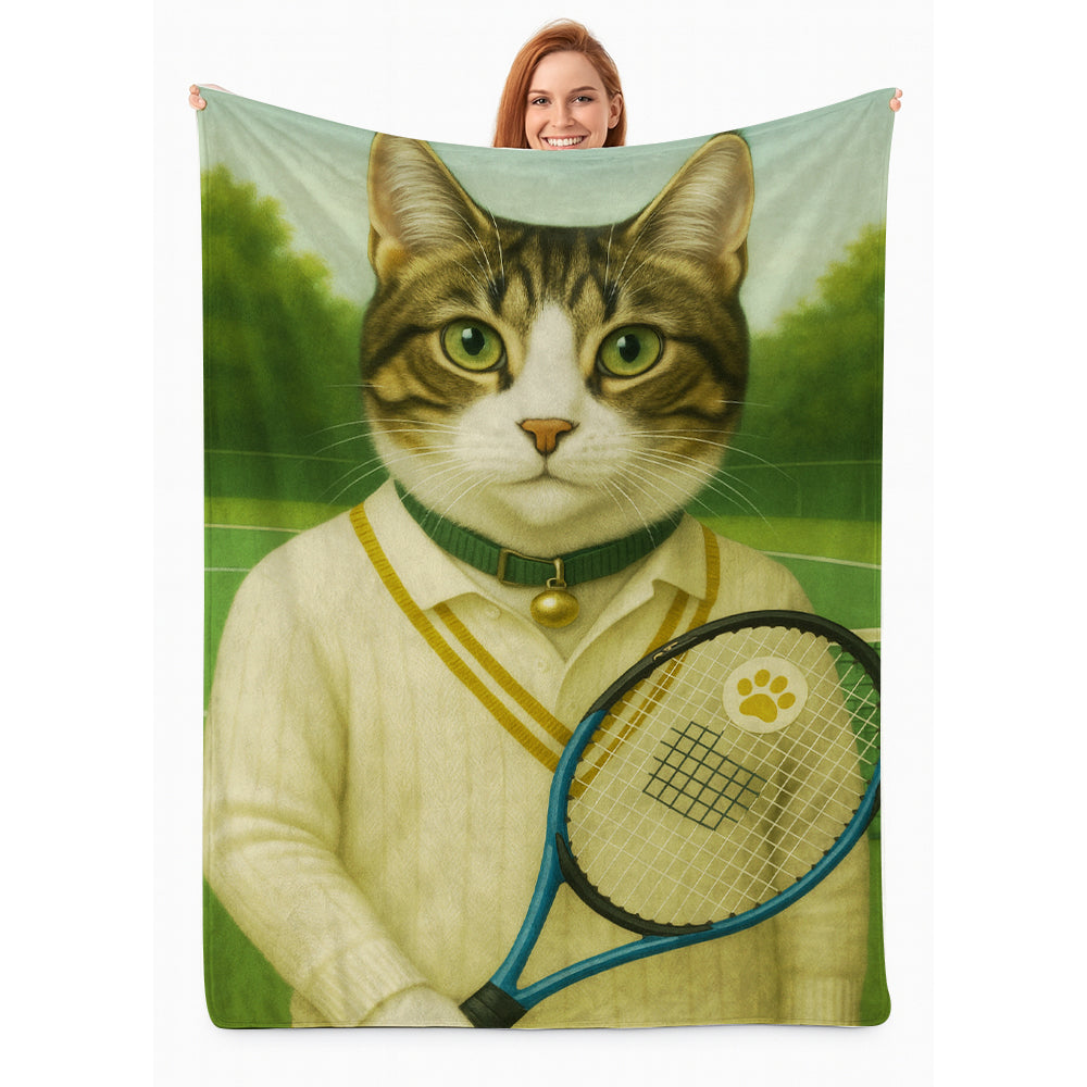 Custom Photo Tennis Player Cat Blanket