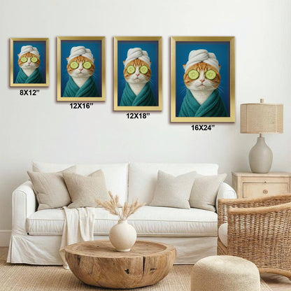 Custom Photo Cat Bathroom Style 21 Canvas Framed Wall Art Gift For Cat Lovers