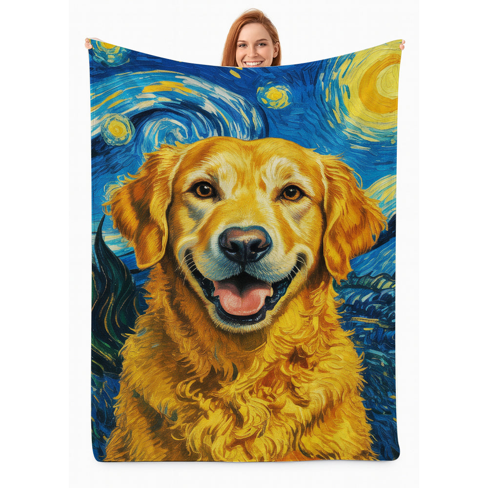 Custom Photo Dog Starry Night Blanket Gift For Dog Lover