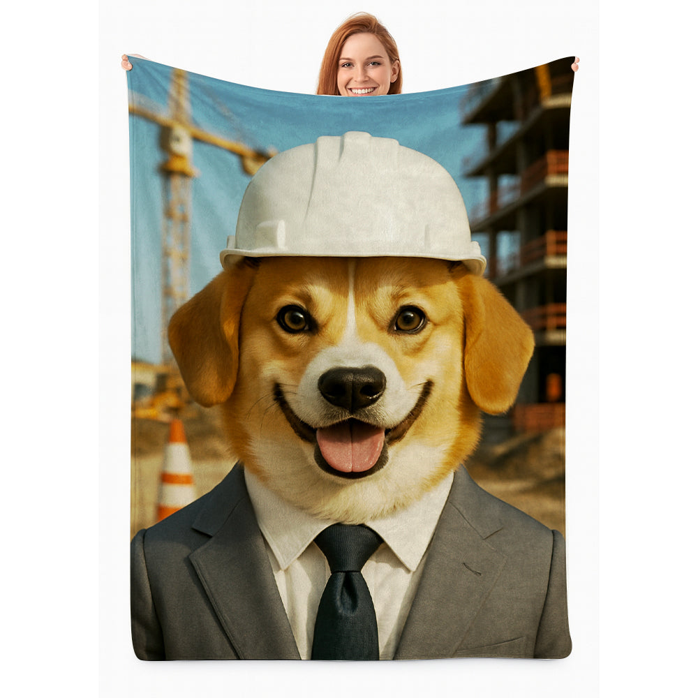 Custom Photo Engineer Construction Dog BlanketGift For Dog Lovers