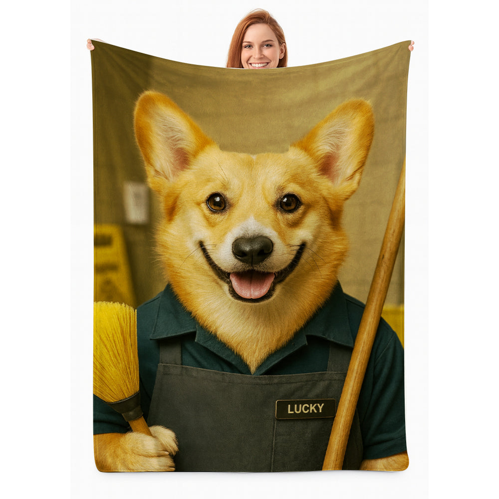Custom Photo Janitor Dog BlanketGift For Dog Lovers