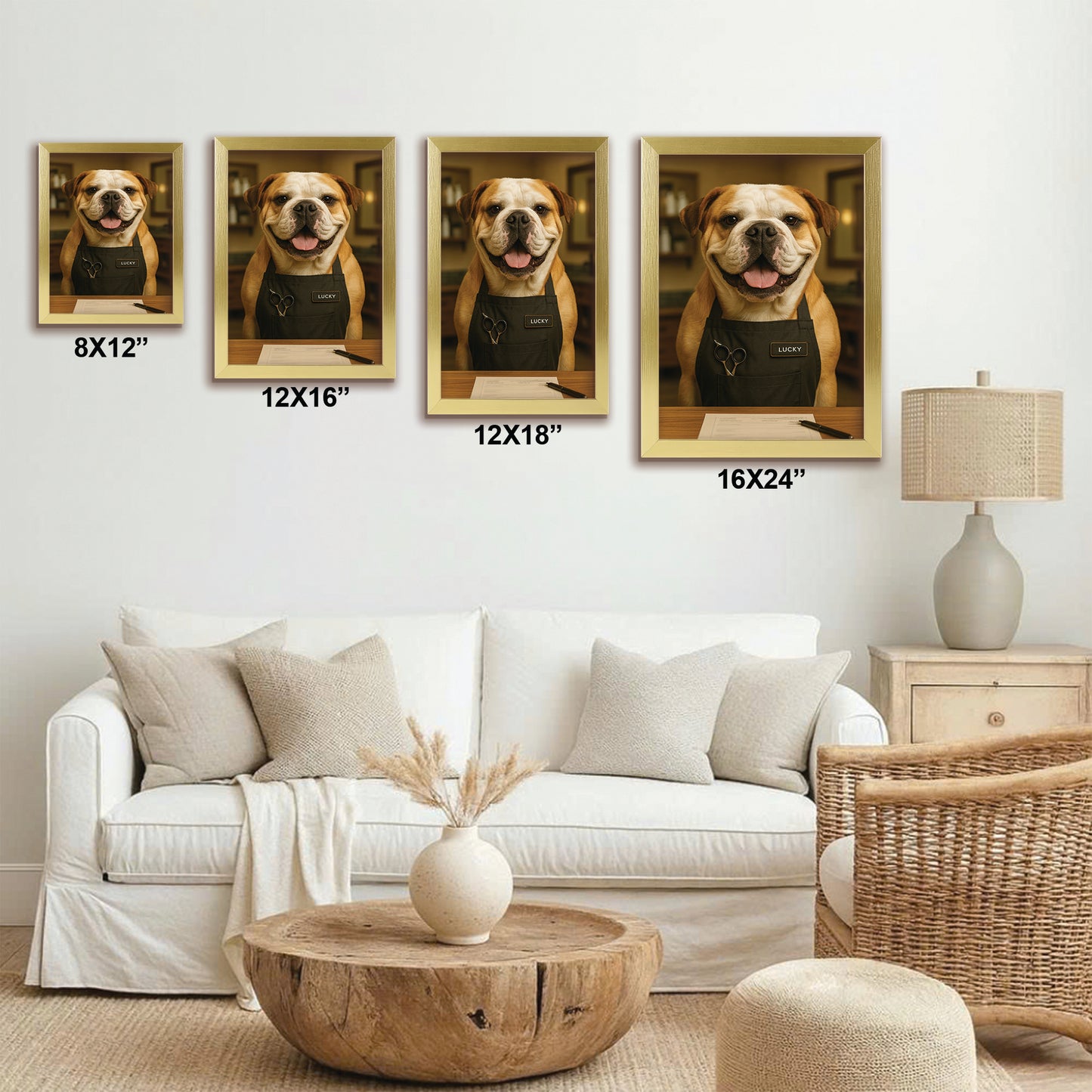 Custom Photo Groomer Dog Canvas Framed Wall Art Gift For Dog Lovers