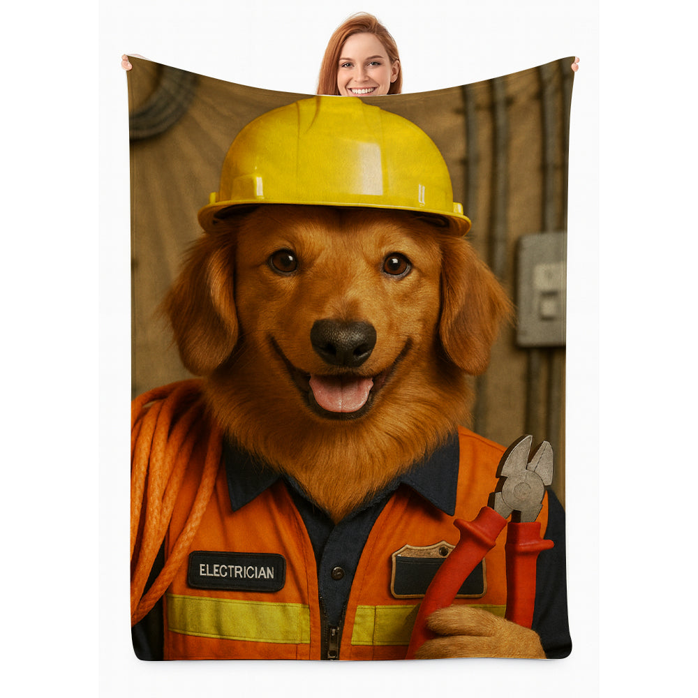 Custom Photo Electrician Dog BlanketGift For Dog Lovers