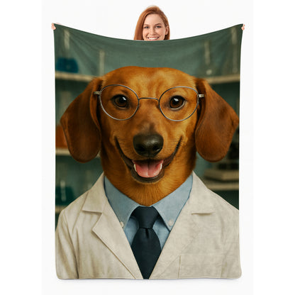 Custom Photo Scientist Dog BlanketGift For Dog Lovers