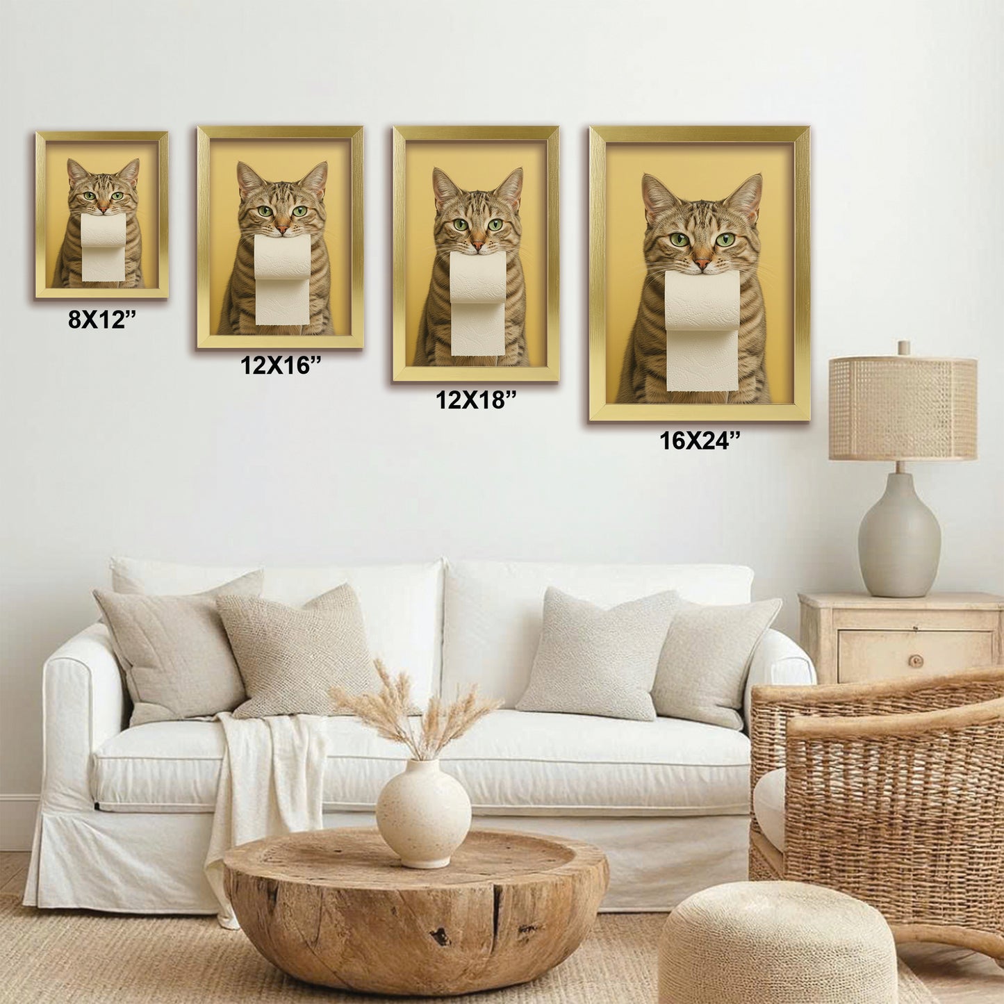 Custom Photo Cat Bathroom Style 23 Canvas Framed Wall Art Gift For Cat Lovers