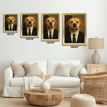 Custom Photo Lawyer Dog Canvas Framed Wall Art Gift For Dog Lovers