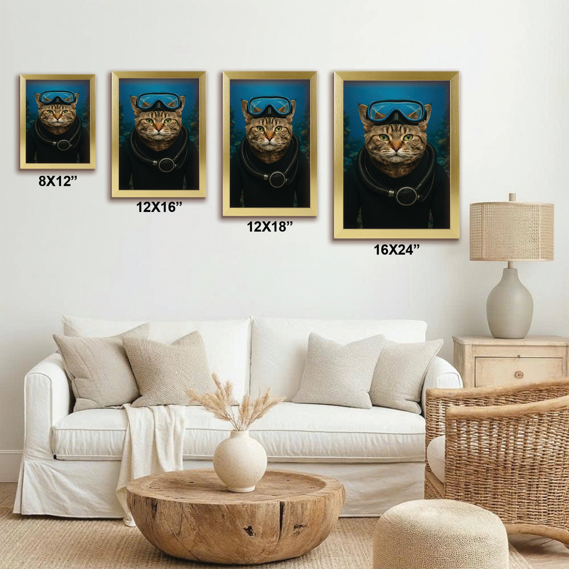 Custom Photo Scuba Diving Cat Gift For Cat Lovers