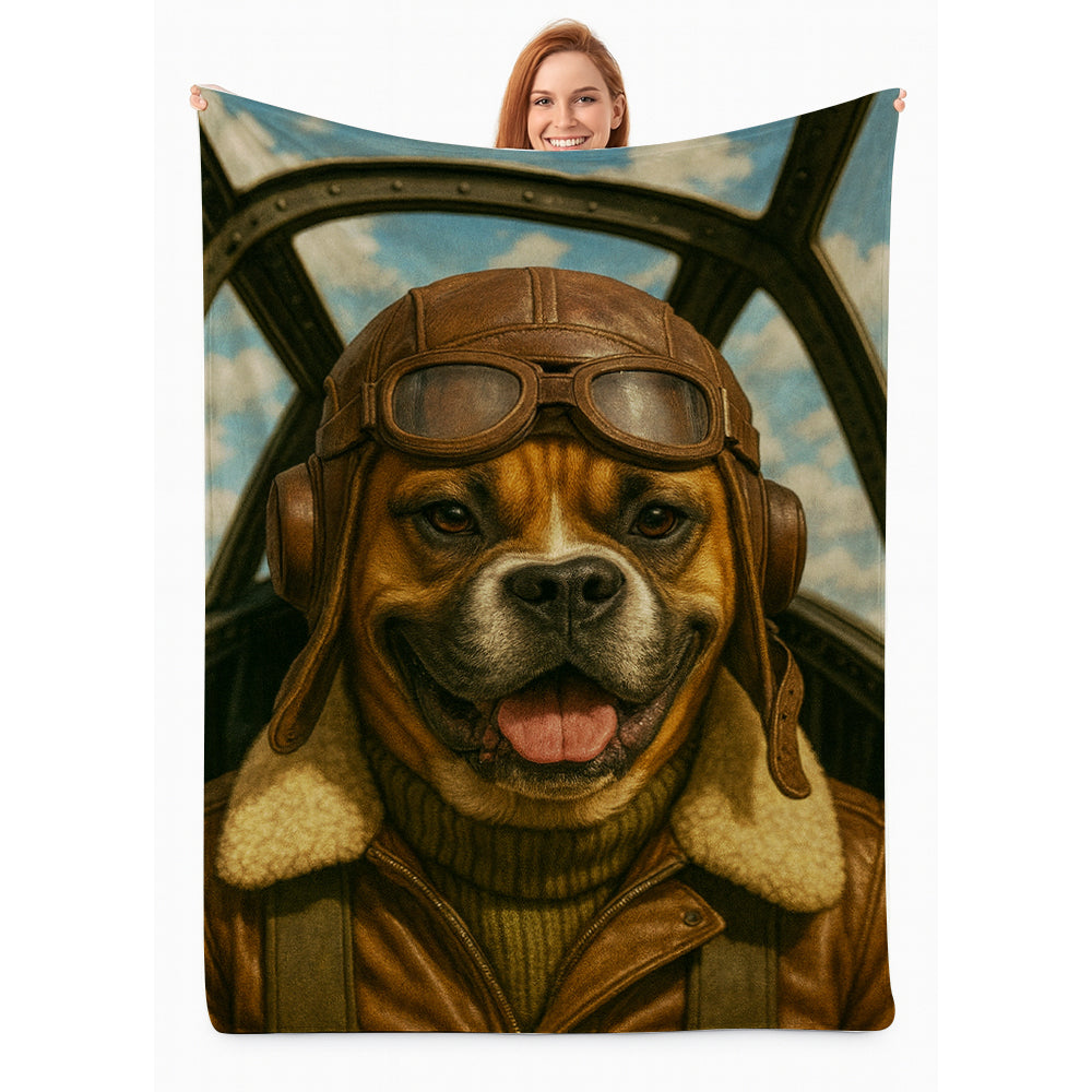 Custom Photo Pilot Dog BlanketGift For Dog Lover