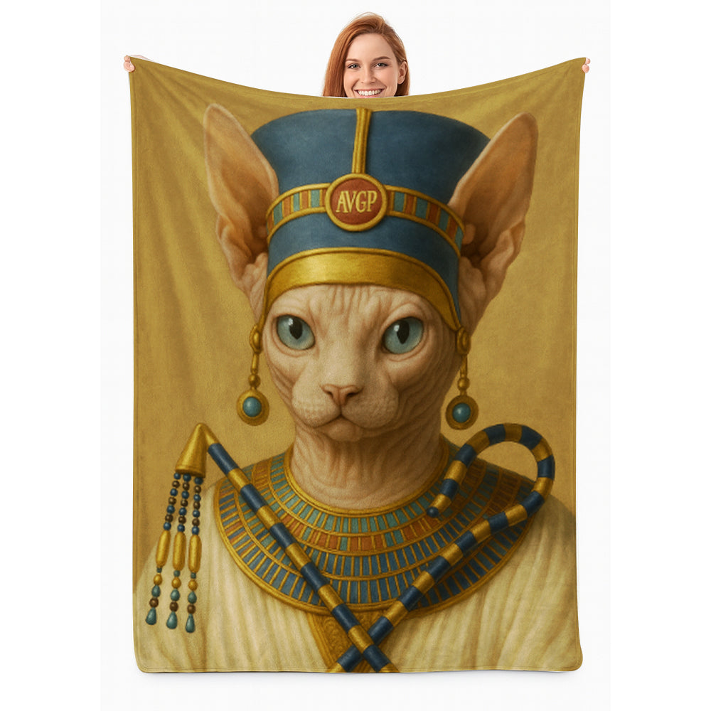 Custom Photo Egyptian Queen Cat Blanket Gift For Cat Lover