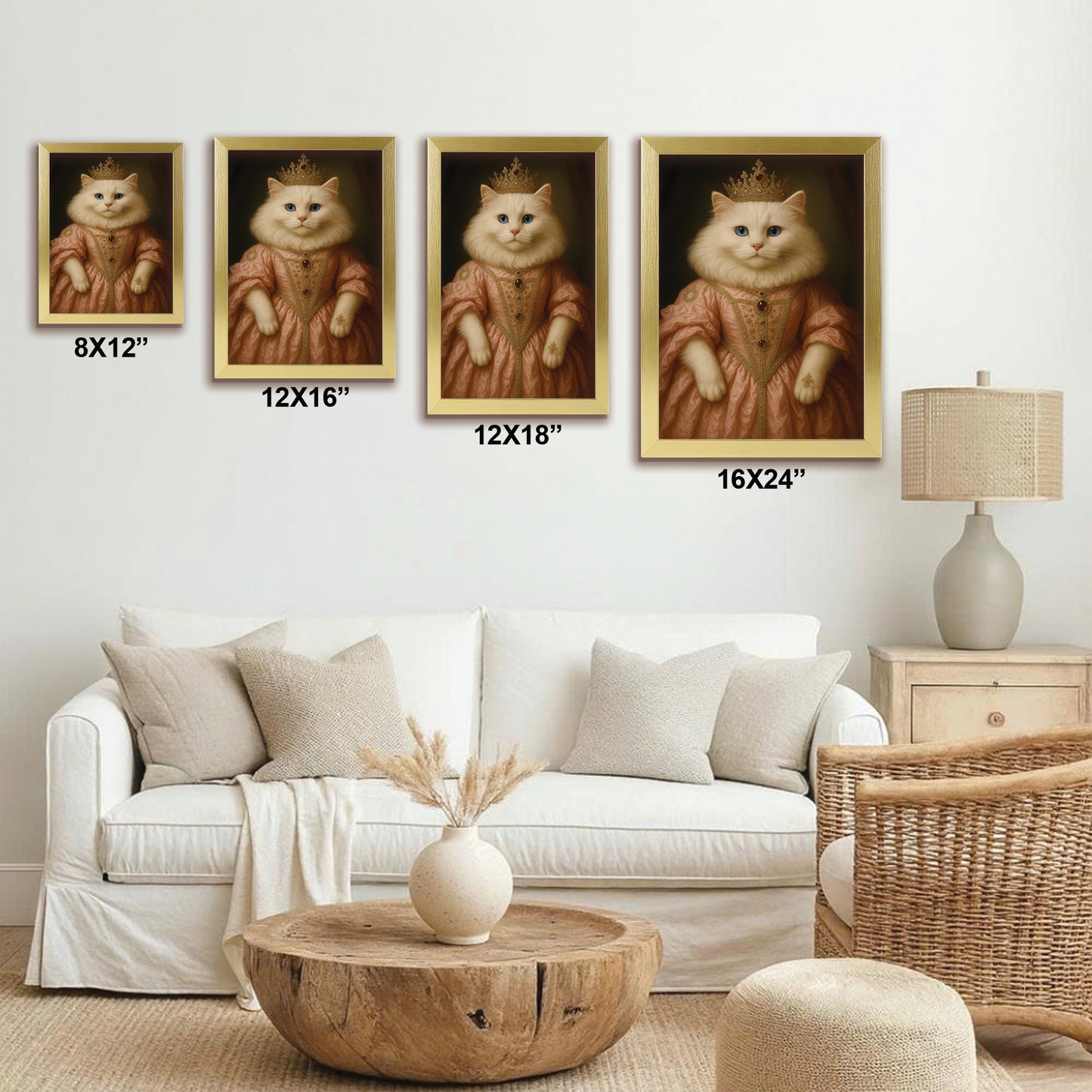 Custom Cat Queen Royal Canvas Framed Wall Art