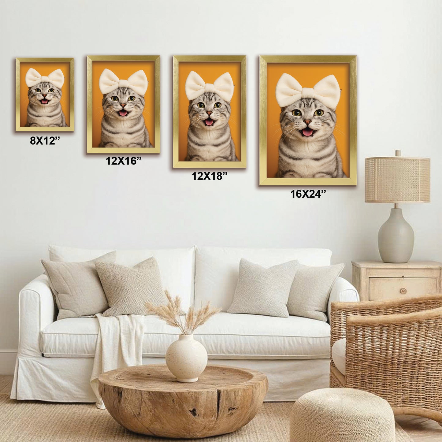 Custom Photo Cat Bathroom Style 37 Canvas Framed Wall Art Gift For Cat Lovers