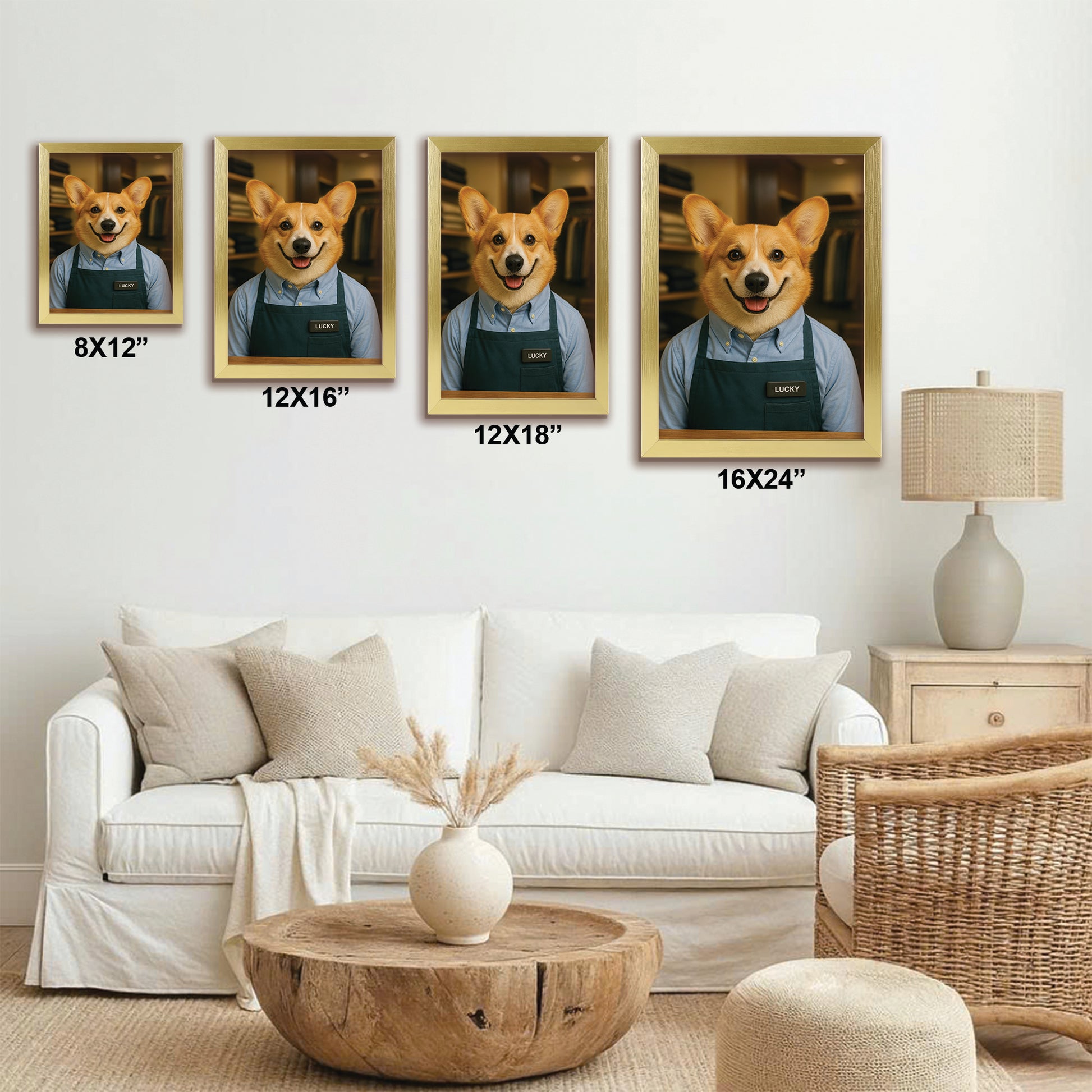 Custom Photo Clothing Store Dog Canvas Framed Wall Art Gift For Dog Lovers