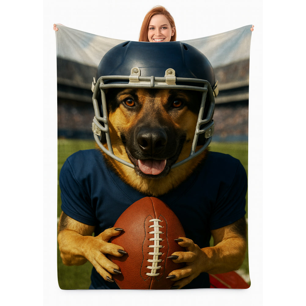 Custom Photo Footaball Dog BlanketGift For Dog Lovers