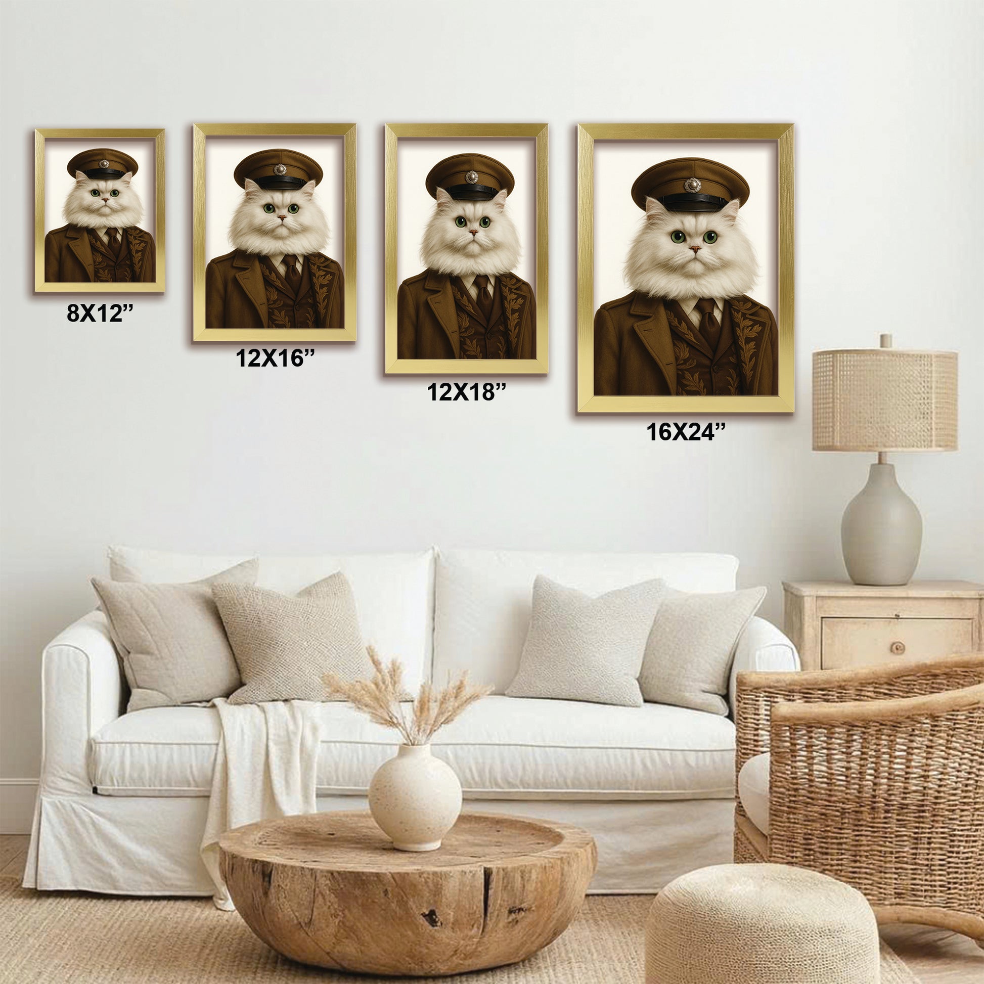 Custom Photo Captain Cat Canvas Framed Wall Art