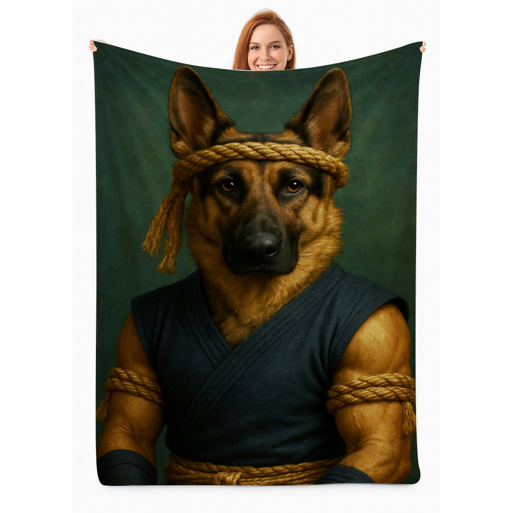 Custom Photo Fighter Warrior Art Dog BlanketGift For Dog Lovers
