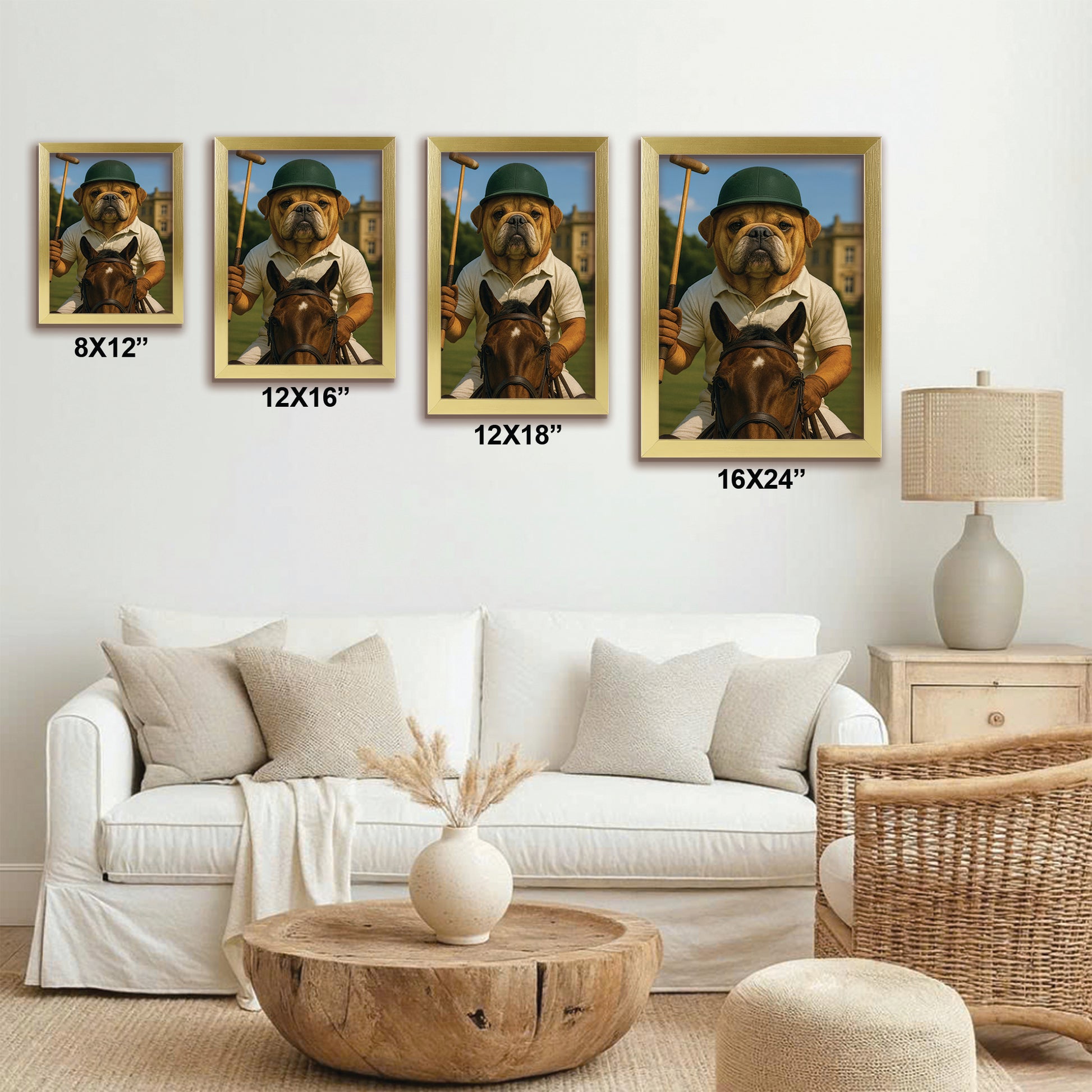 Custom Photo Polo Sport Dog Canvas Framed Wall Art Gift For Dog Lovers