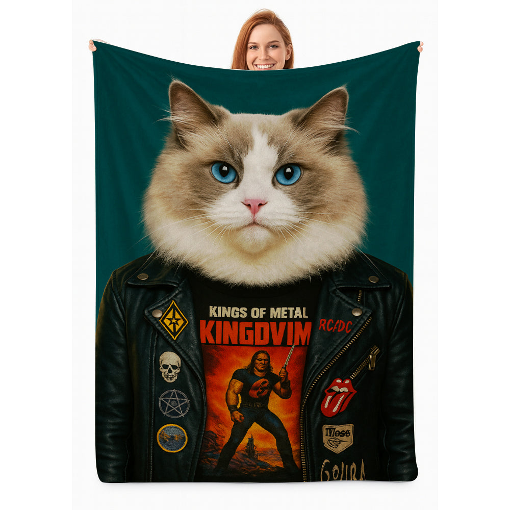 Custom Photo Cat Rock n Roll Blanket