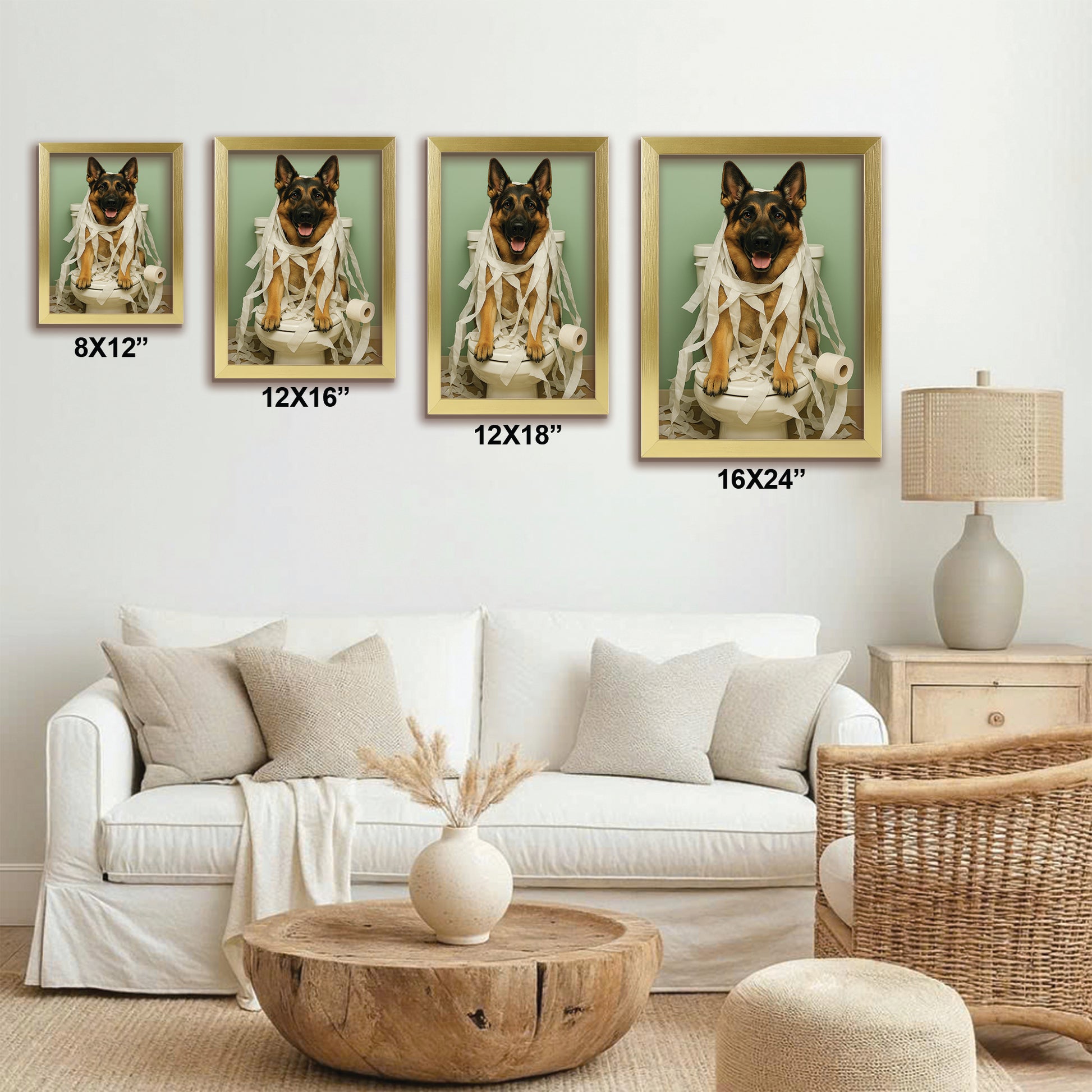 Custom Photo Dog Bathroom Style 26 Canvas Framed Wall Art Gift For Dog Lovers