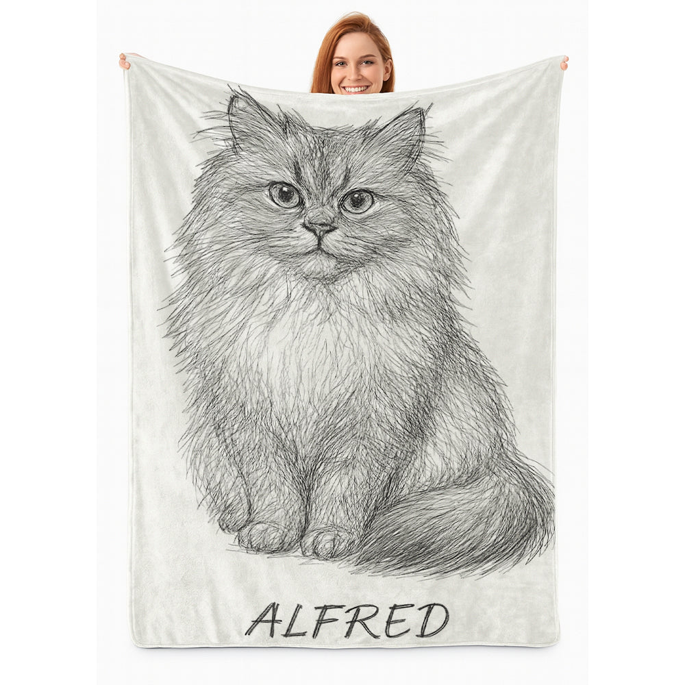 Custom Photo Cat Pencil Art